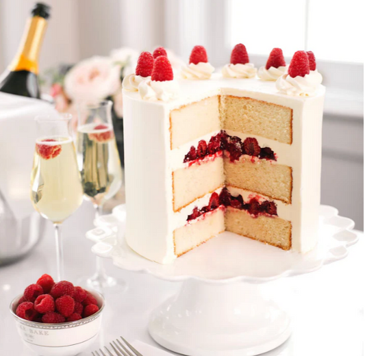 Raspberry Champagne Celebration Cake